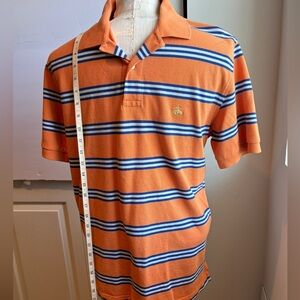 Brooks Brothers Medium Orange Striped Original Fit Short Sleeved Polo Shirt